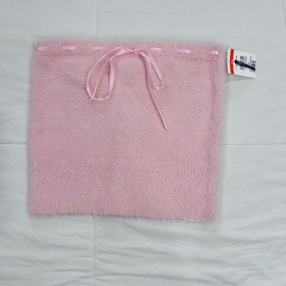 All in Flavor • Women’s Pink Strapless Fuzzy Tie Front Top M NWT - Picture 4 of 10